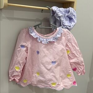 Kids Pink Heart Patch Long-Sleeve Matching Set